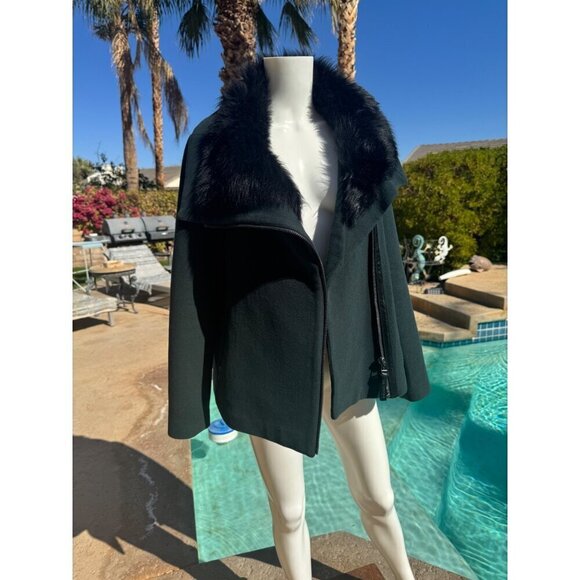 Mackage Wool Blend Zipper Jacket With Faux Fur Collar Women's Size S- LT3277